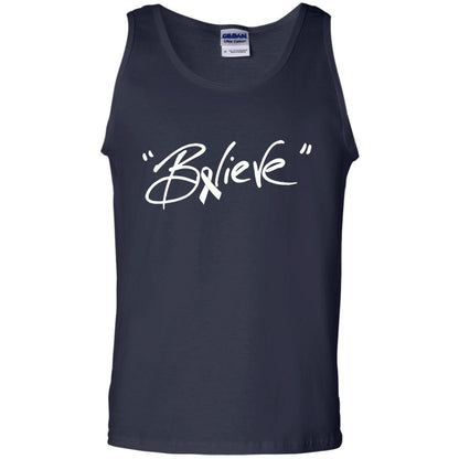 Lung Cancer Awareness Shirt Clear Ribbon Believe Navy