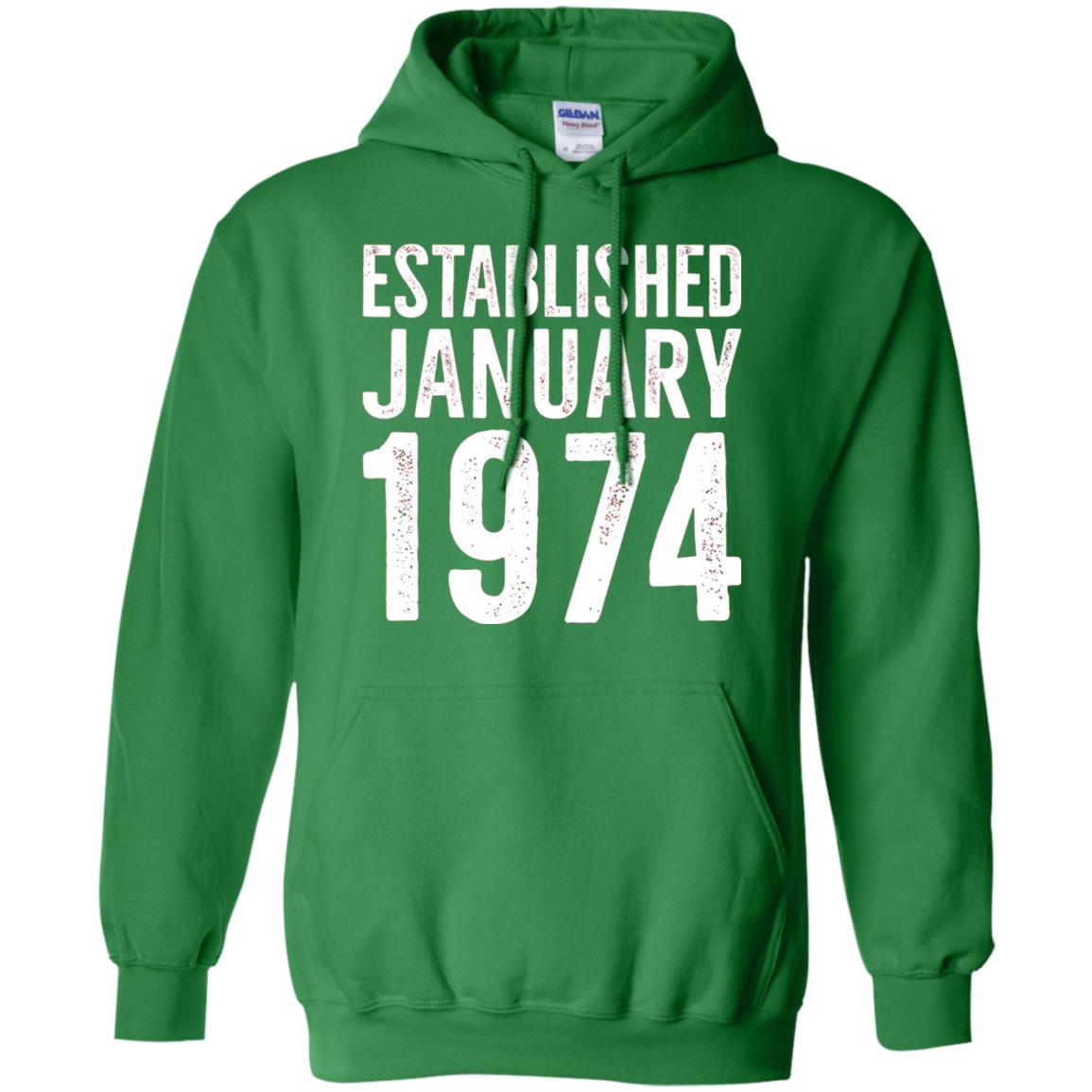 Established January 1974 43rd Birthday T-shirt Irish Green