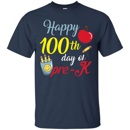 Kindergarter T-shirt Happy 100th Day Of Pre-k Navy