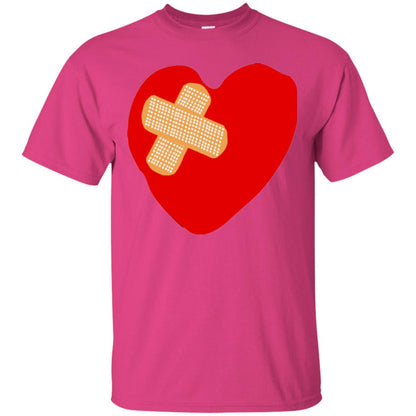 Funny Patched Up Heart Graphic T-shirt Heliconia