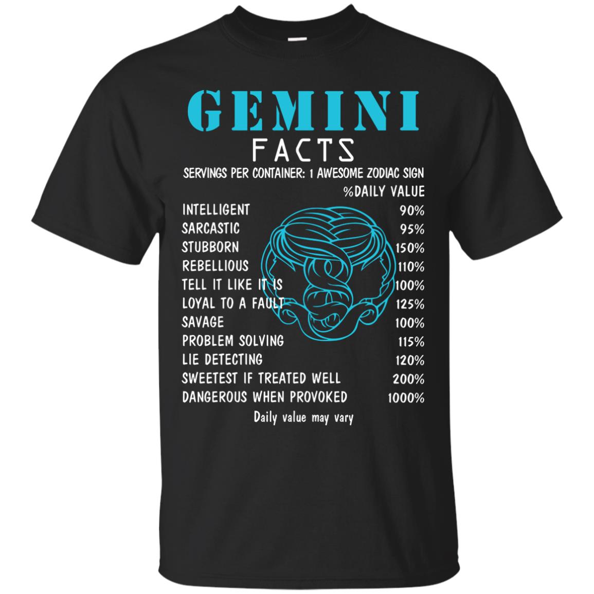 Gemini Facts 1 Awesome Zodiac Sign Gift Shirt For Gemini Horoscope Black
