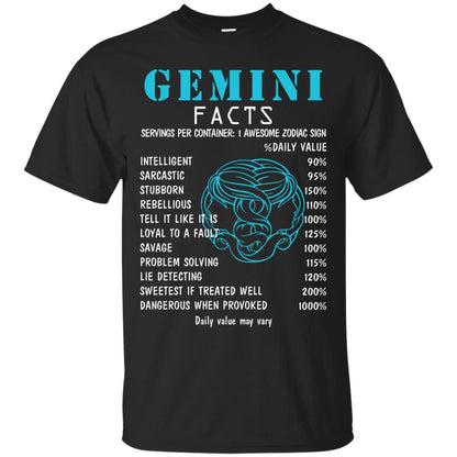 Gemini Facts 1 Awesome Zodiac Sign Gift Shirt For Gemini Horoscope Black