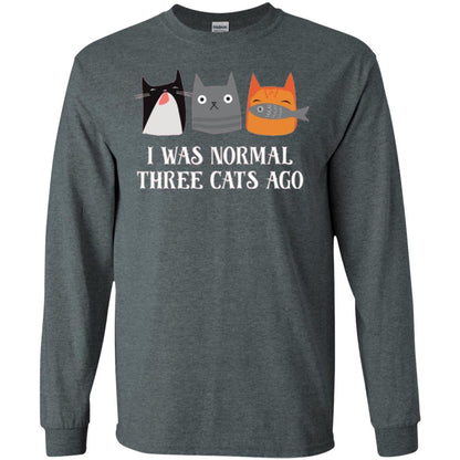 Cat Lovers T-shirt I Was Normal Three Cats Ago Funny Dark Heather