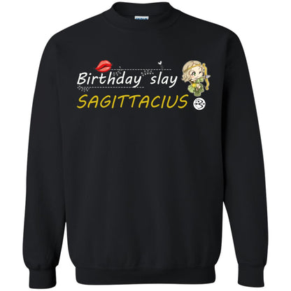 Cute Sagittarius Girl Birthday Lip Slay T-shirt Black