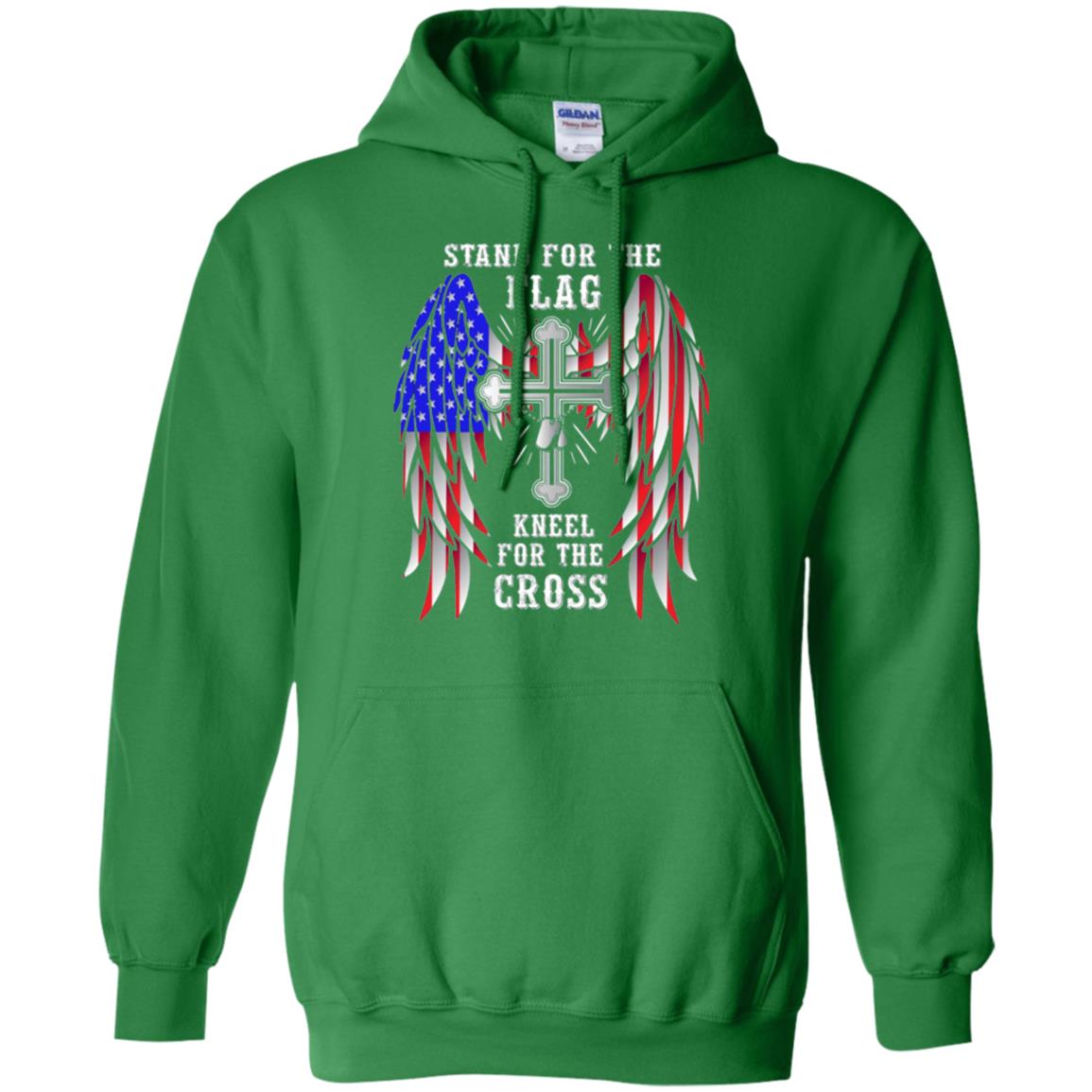 Christian T-shirt Stand For The Flag Kneel For The Cross Irish Green