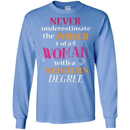 Funny Masters Degree T-shirt Never Underestimate The Power Carolina Blue