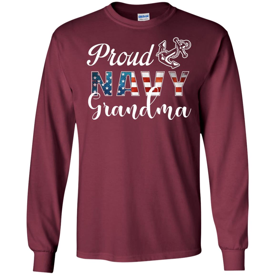 Proud Navy Grandma Military Mama Shirt Maroon