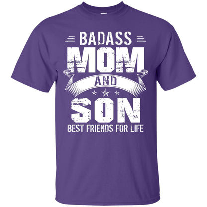 Badass Mom And Son Best Friends For Life Shirt Purple