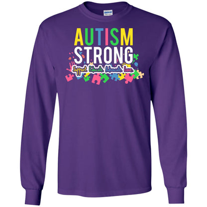 Autism Strong Support Educate Advocate Love Autism Awearness T-shirt Purple