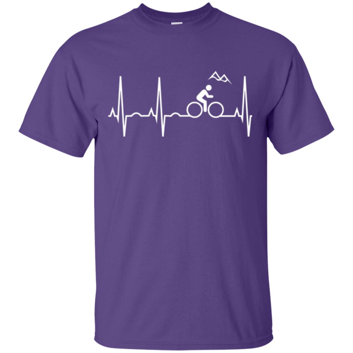 Mountain Bike Heartbeat Mountain Biking T-shirt Purple
