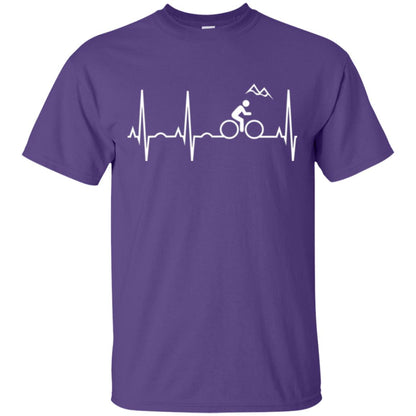 Mountain Bike Heartbeat Mountain Biking T-shirt Purple
