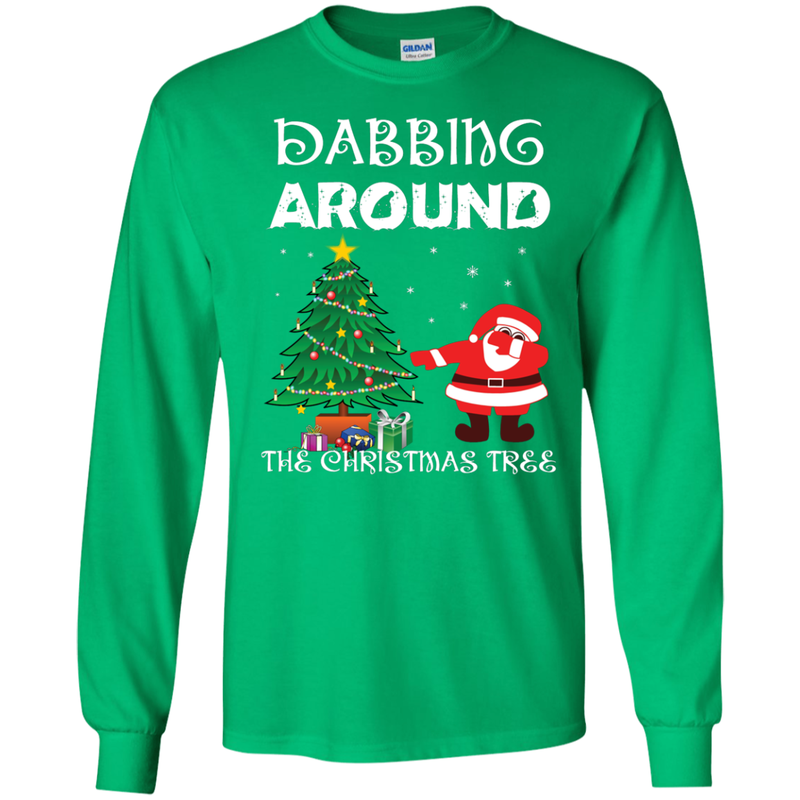 Christmas T-Shirt Dabbing Around The Christmas Tree Irish Green
