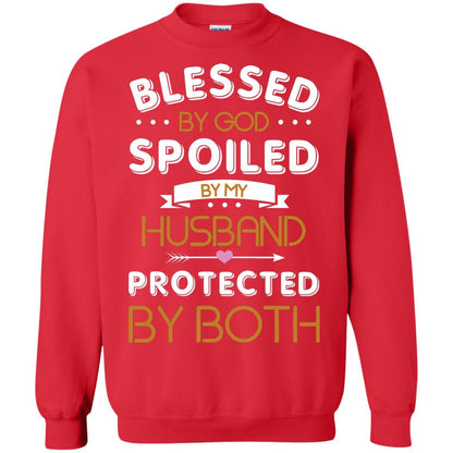 Blessed By God Spoiled By My Husband Protected By Both Shirt Red