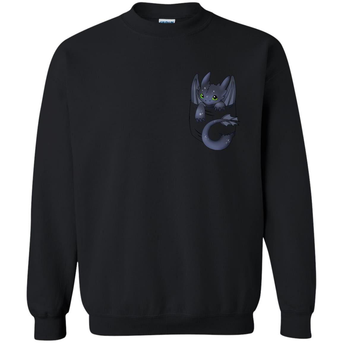 Toothless Dragon In Pocket Shirt Black