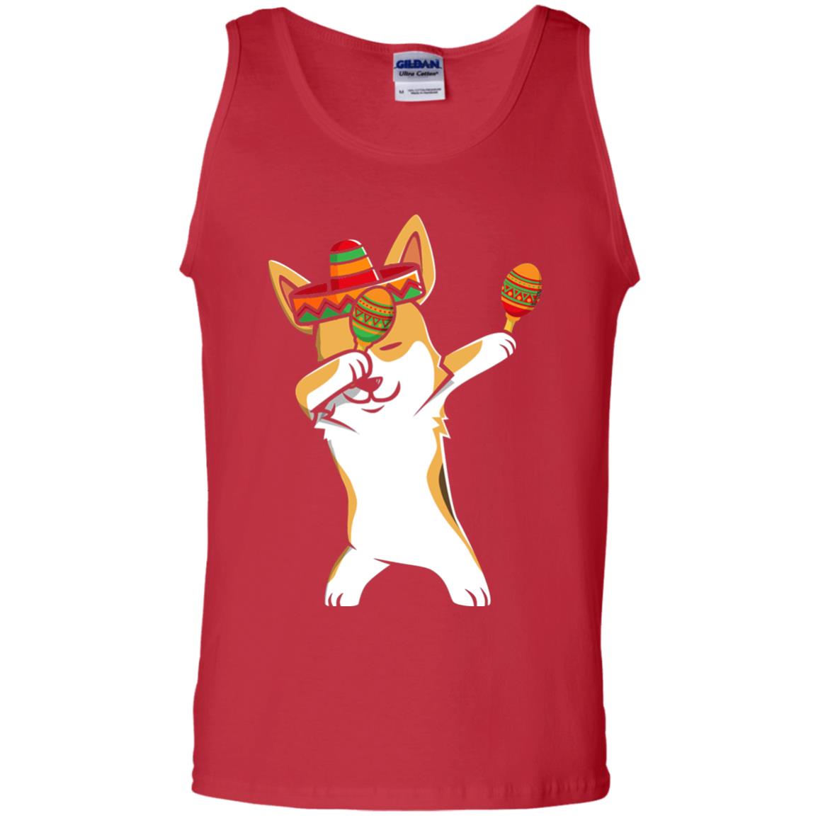 Dabbing Corgi Funny Cinco De Mayo T-shirt Red