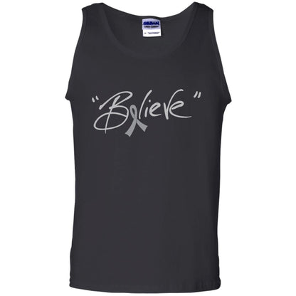 Brain Cancer Awareness Shirt Grey Ribbon Believe Black