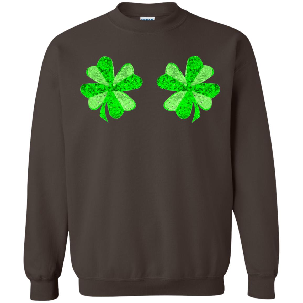 Funny Shamrock Boobs St Patricks Day T-shirt Dark Chocolate