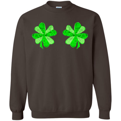 Funny Shamrock Boobs St Patricks Day T-shirt Dark Chocolate