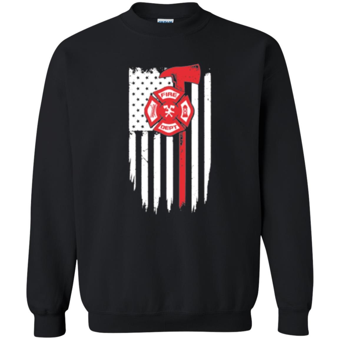 Firefighter T-shirt American Flag Proud Of Us Fireman Black