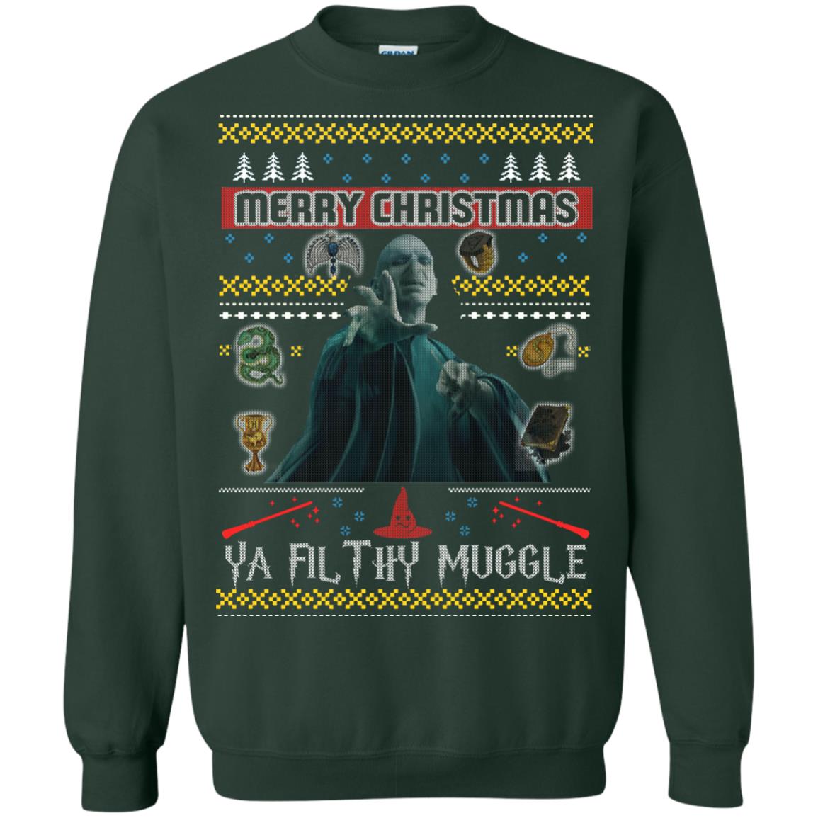 Merry Christmas Ya Filthy Muggle Harry Potter Fan T-shirt Forest Green