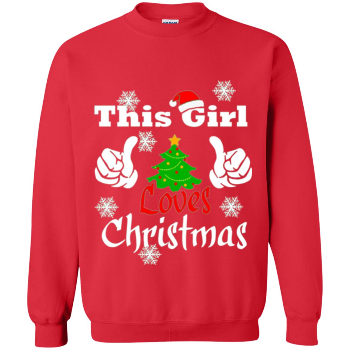 Funny Christmas This Girl Loves Christmas T-shirt Red