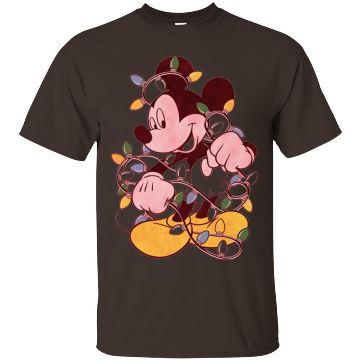 Christmas Lights T-shirt Disney Mickey Mouse Dark Chocolate