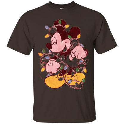 Christmas Lights T-shirt Disney Mickey Mouse Dark Chocolate