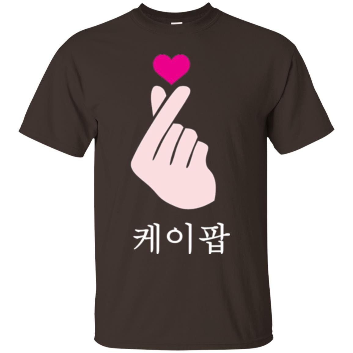 K-pop T-shirt Hand Symbol Cute Korean Music Dark Chocolate