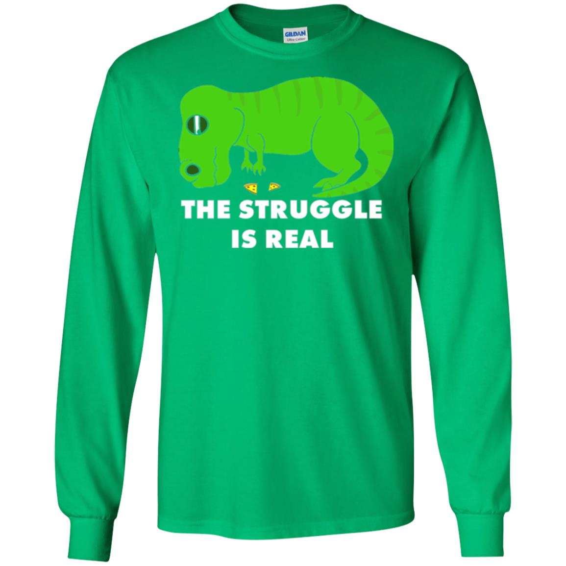 Funny Dinosaus T-shirt The Struggle Is Real Irish Green