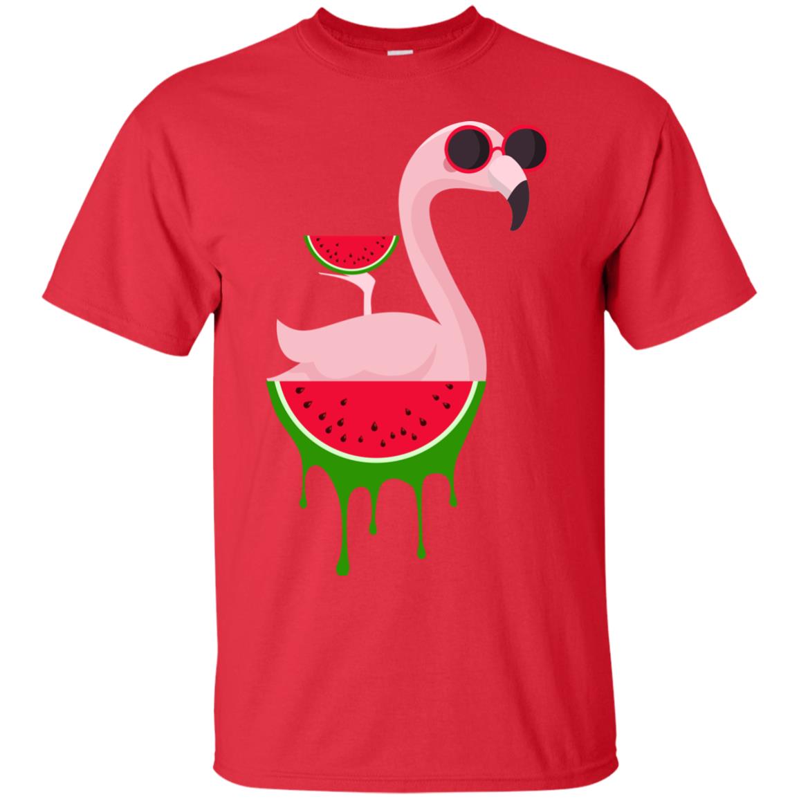Watermelon Flamingo Funny Summer Melon Fruit Shirt Red
