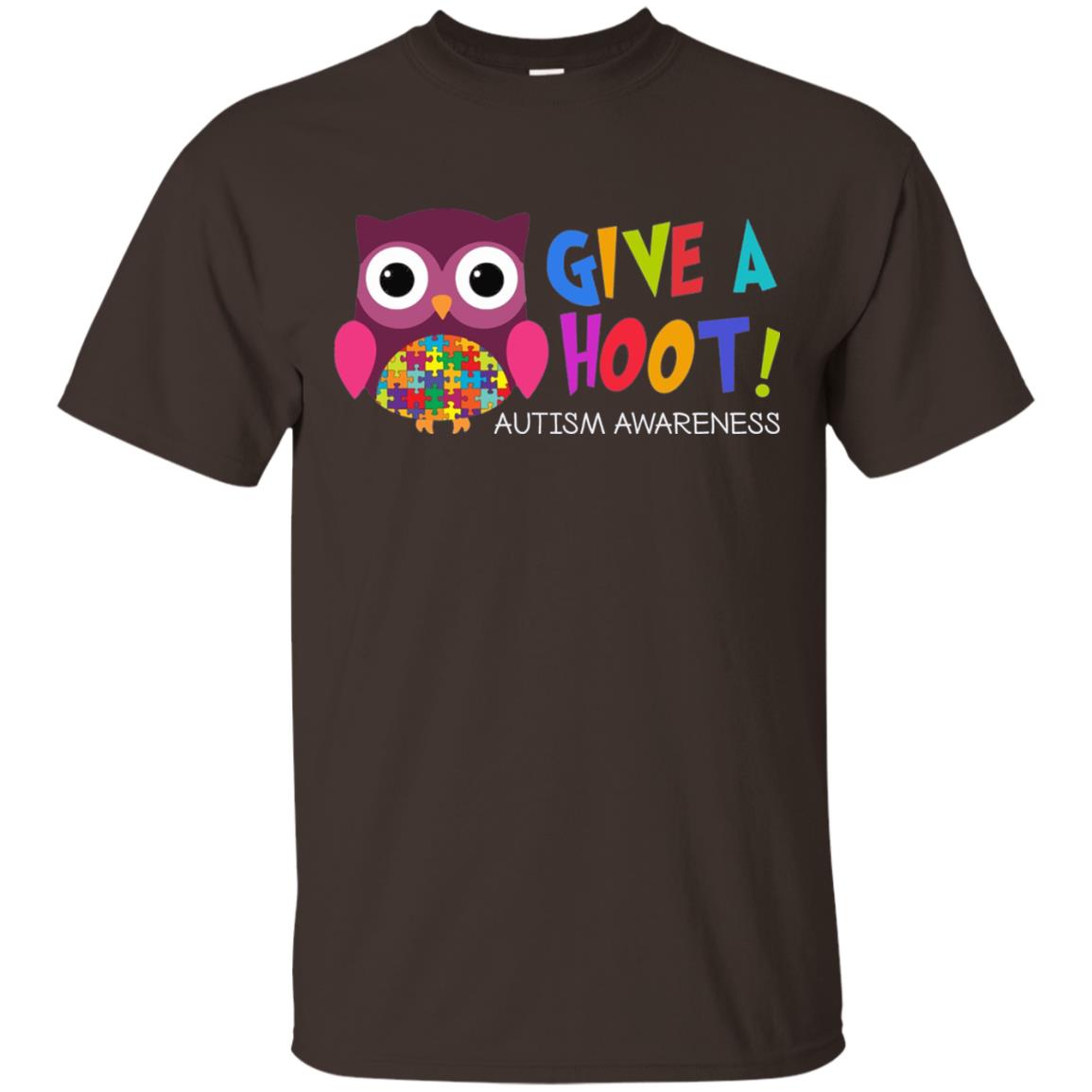 Give A Hoot Autism Awareness T-shirt Dark Chocolate