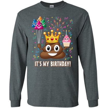 Poop Emoji T-shirt It_s My Birthday Dark Heather