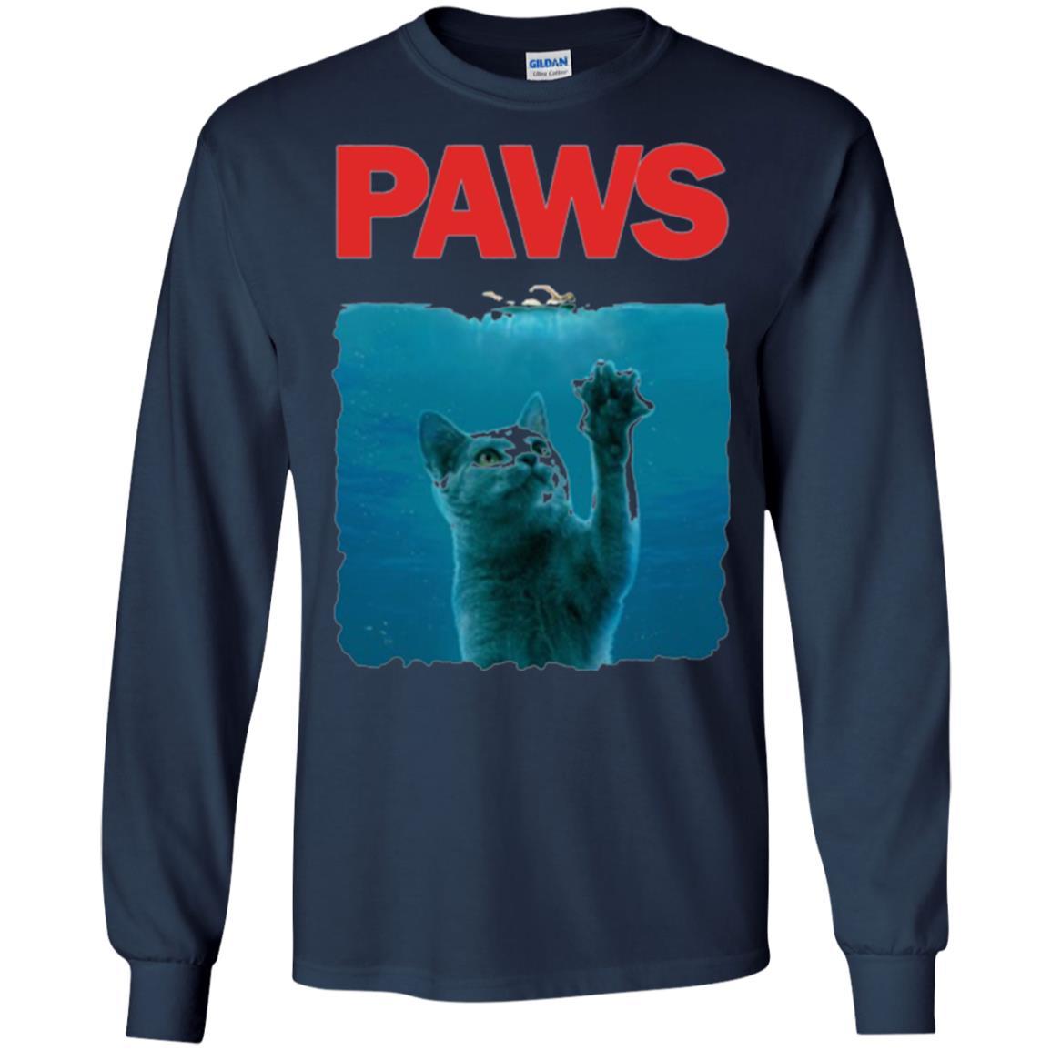 Cat Lover T-shirt Paws Kitten Meow Parody Navy