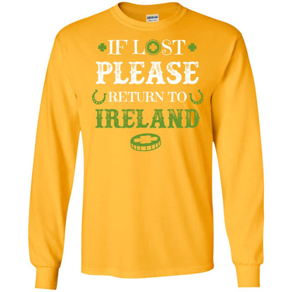 If Lost Please Return To Ireland St Patrick_s Day Shirt Gold
