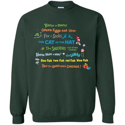 Read Across America Day T-shirt Dr. Seuss Book Title T-shirt Forest Green