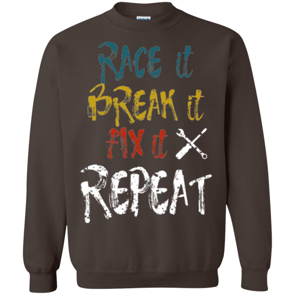Mechanic T-shirt Race It Break It Fix It Repeat Dark Chocolate