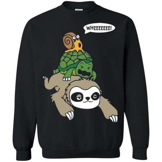 Running Wild T-shirt Sloth Turtle And Snail Piggyback Black