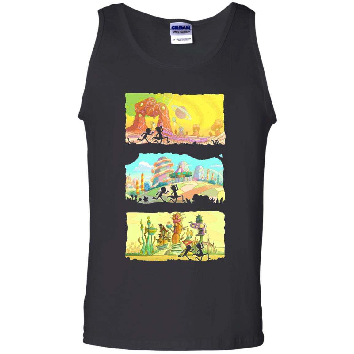 Movie T-Shirt Running Silhouettes On Alien Land Black