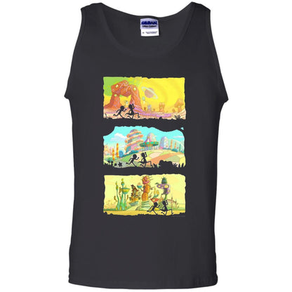 Movie T-Shirt Running Silhouettes On Alien Land Black