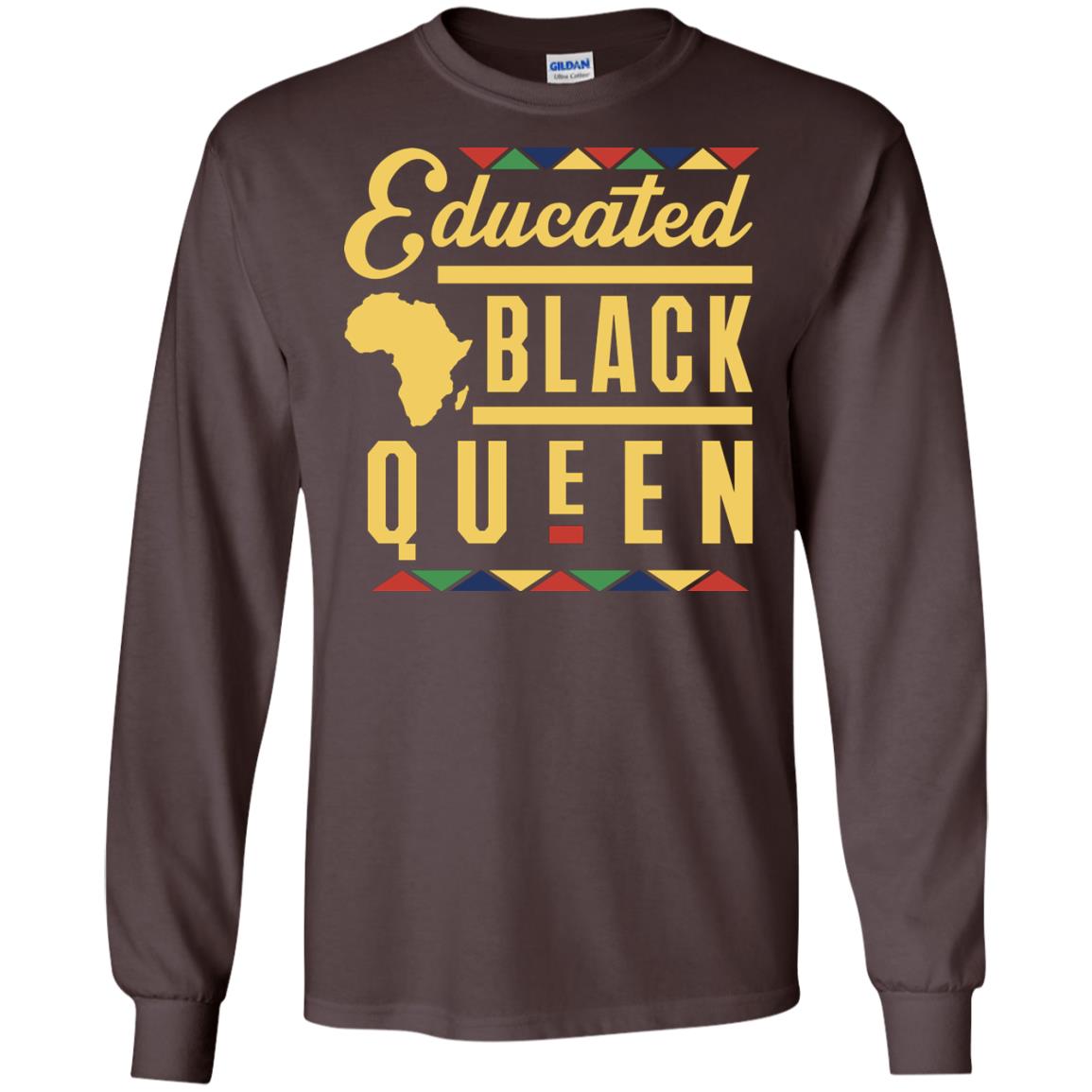 African American T-shirt Educated Black Queen Dark Chocolate