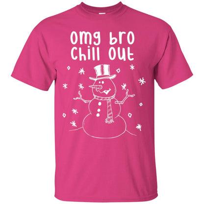 Snowman T-shirt Omg Bro Chill Out Heliconia