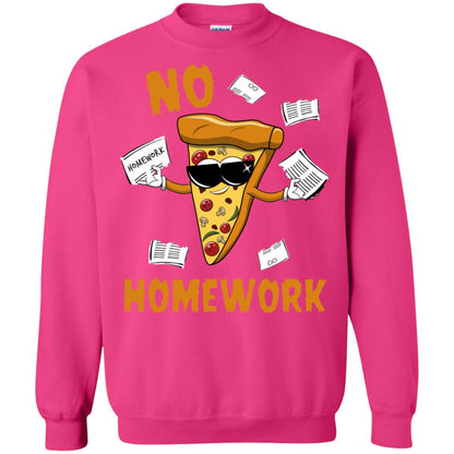 No Homework Funny Pizza Shirt Heliconia