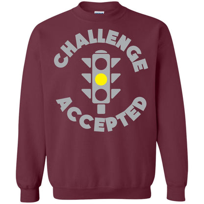 Funny Racing T-shirt Challenge Accepted Yellow Light Car Maroon