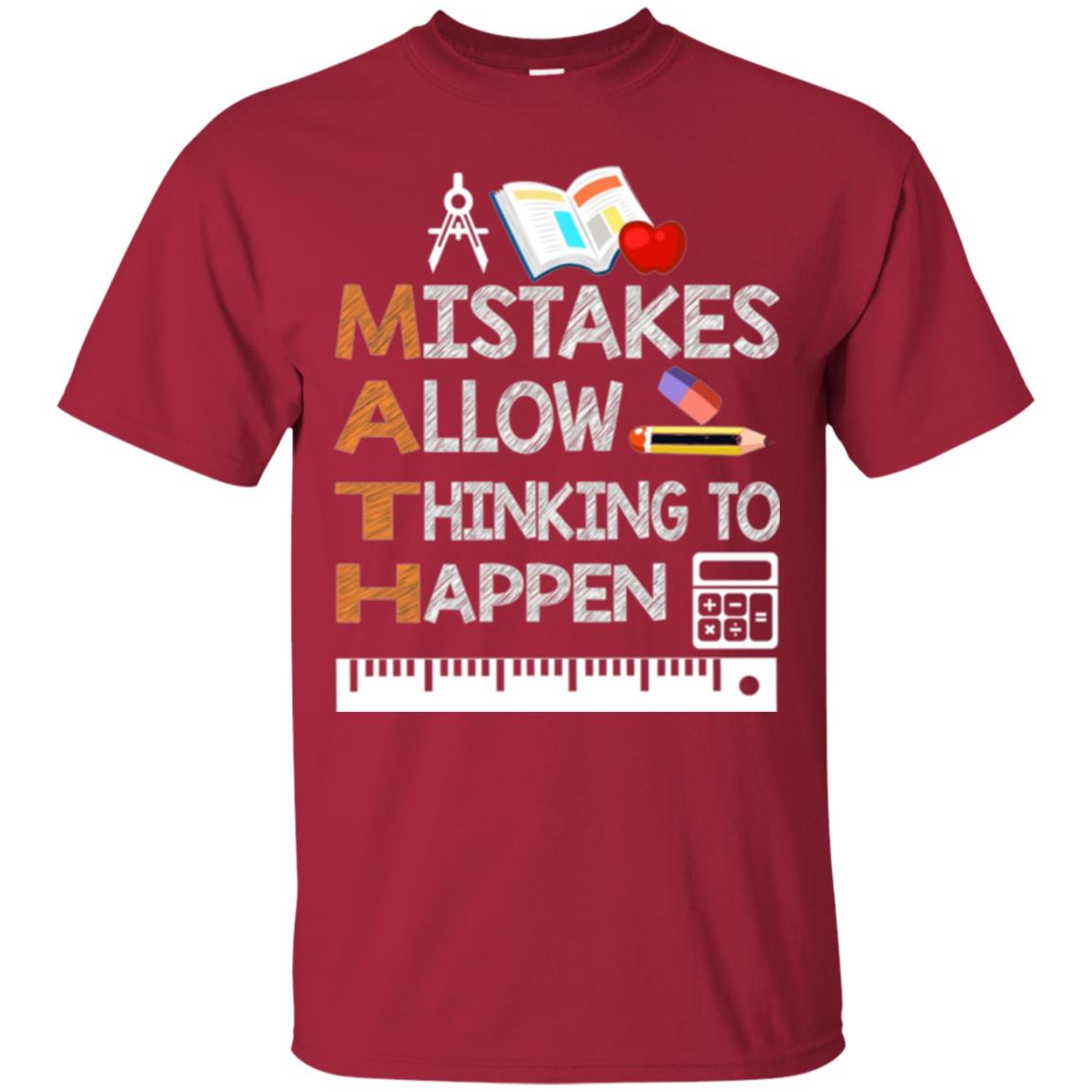 Math Lover T-shirt Mistakes Allow Thinking To Happen Cardinal