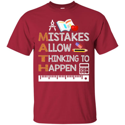 Math Lover T-shirt Mistakes Allow Thinking To Happen Cardinal