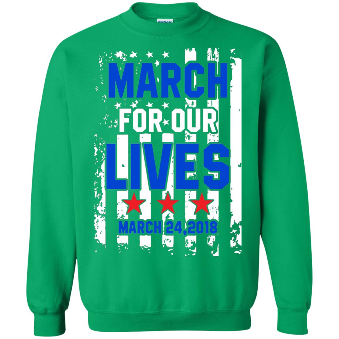 March For Our Lives With American Flag Gun Control T-shirt Irish Green