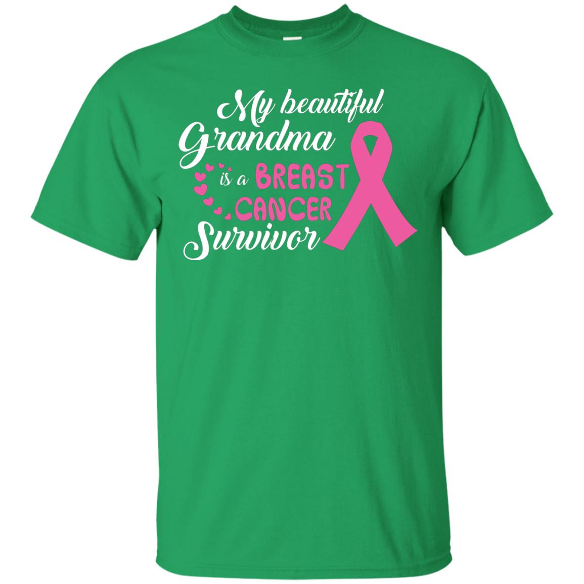 My Beautiful Grandma Is A Breast Cancer Survivor T-shirt Irish Green