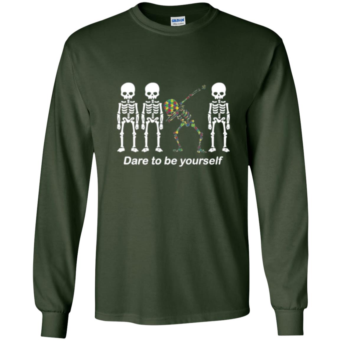 Dabbing T-shirt Dabbing Skeleton Dare To Be Yourself Forest Green