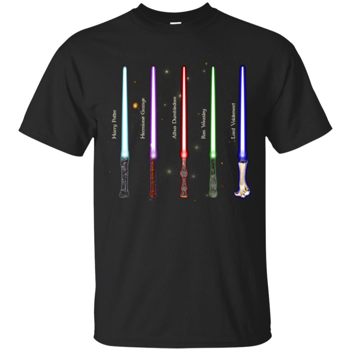Harry Potter Lightsaber Wands Movie Fan T-shirt Black