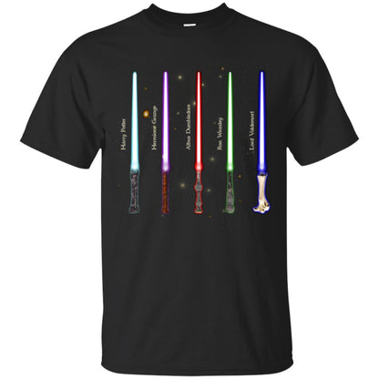 Harry Potter Lightsaber Wands Movie Fan T-shirt Black